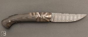   Couteau 1515 collection " Primitif " par Manu Laplace - Fibre de carbone et lame damas