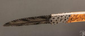 Couteau " Balrog L Slim " par Florian Keller - Mammouth et damas plume