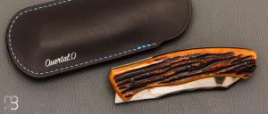  Couteau " Bluff " liner lock par Olivier Ouertal - Os cerfé et Sandinox