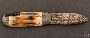   Couteau " Bouledogue 2 pièces " Damas de Jean Pierre Veysseyre