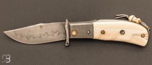 Couteau " Braco  garde escamotable " ivoire de phacochre et C130 par Tony Ruot
