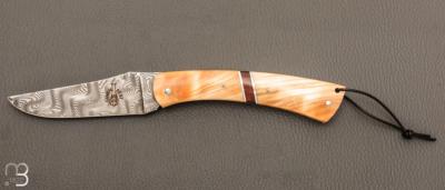 Couteau " Camembert damas" régional pliant en fourche de peuplier stabilisée