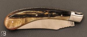 Couteau " Capuchadou 12cm " Corne de bélier et lame en 14C28 par Fontenille-Pataud