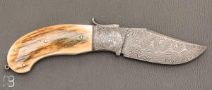 Couteau " Champagny " custom à palanquille de Jérôme Bellon - Mammouth et damas