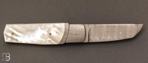   Couteau " Chiudibile  " custom par Fabrizio Silvestrelli - Nacre blanche et lame damas