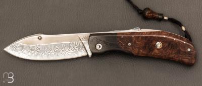   Couteau " Dépeceur lock-back " par Tony Ruot - Damas et loupe de chêne