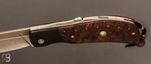   Couteau " Dépeceur lock-back " par Tony Ruot - Damas et loupe de chêne