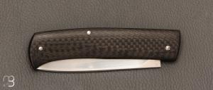  Couteau " Drop " slipjoint  custom par Raphaël Durand - Fibre de carbone et RWL-34