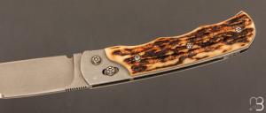   Couteau " Explorateur " custom par Éric Parmentier - Bois de cerf et lame en niolox