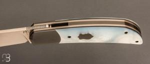   Couteau "Foxy" custom par Maxime Belzunce - Nacre blanche et RWL34