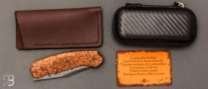 Couteau " Front flipper " par Fabrice Delbart - Forge Celtique - Bouleau de carélie et Damas W