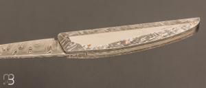   Couteau " HBP80 " de poche custom par Des Horn - Météorite Gibéon et Damasteel