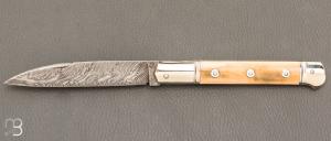 Couteau  " Issoire " custom de Jérôme Bellon - Mammouth et damas