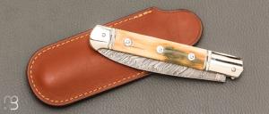 Couteau  " Issoire " custom de Jérôme Bellon - Mammouth et damas