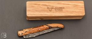 Couteau Laguiole en Aubrac "Perlé" 12 cm lame damas - manche bois d'Aubrac