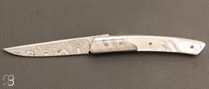   Couteau " Pièce unique " custom par Des Horn - Nacre et Damas