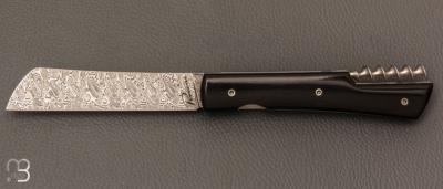Couteau " Le Vendredi" par Perceval - ébène du Gabon et lame en damas