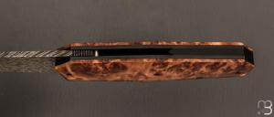   Couteau " Liner-Lock custom  " par Florian Dreyer FD-Knives - Saule stabilisé et lame damas