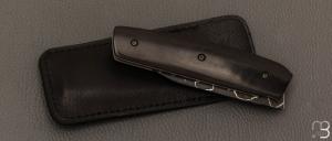 Couteau " Mastard " custom par Christophe Arbogast - Ebène du Gabon et lame Suminagashi de F. Keller