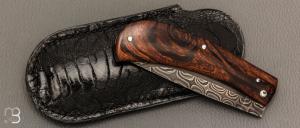 Couteau " Mineur Friction " de collection par Benjamin Cariou - Bois de fer et damas torsadé