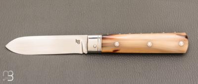 Couteau " Pradel " de collection par Bertrand Grzegorzek - Corne blonde