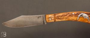   Couteau "Scagel" par Pierre Henri Monnet - Bois de cerf et acier 90McV8