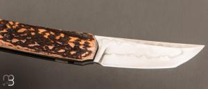   Couteau " Small Sanjo " par Guy Poggetti - Bois de cerf et C130