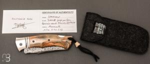   Couteau " Spartan  "  custom lock-back par Raphaël Durand - Damas de Samuel Lurquin