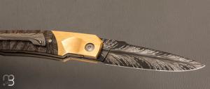    Couteau " Typhon 2.0" par Florian Keller - Afzelia xylay stabilisée et lame damas "plume"