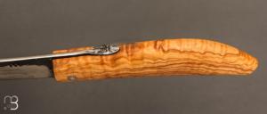   Couteau " XIII " par Martin CLAUDEL - Olivier et sandwich acier ancien et vieux fer feuilleté