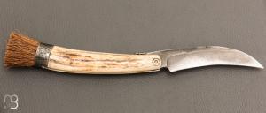   Couteau à champignon par Mickael Moing - Bois de cerf et 100c6