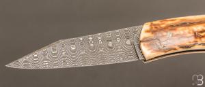   Couteau " custom " de Alain & Joris Chomilier - Ivoire de mammouth et damas "spirographe" de Vegas Forge