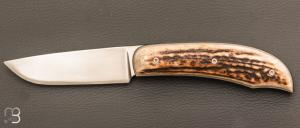   Couteau  " custom " pliant de David Lespect - Bois de cerf et RWL34