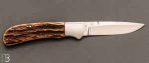   Couteau custom à pompe avant par Ray COVER - Bois de cerf et ATS-34