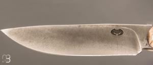 Couteau de poche Piémontais par Mickael Moing - Bois de cerf et 100c6