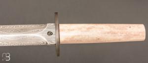  Dague " Kriss " de Jean Paul Sire - Bois de renne et Damas