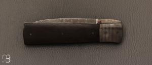   Dague pliante Custom de Jukka Hankala - Grenadille et  damas