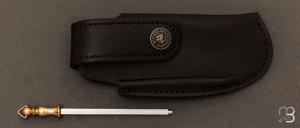 Etui couteau chasse cuir noir par MAX CAPDEBARTHES