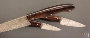    Set de 3 couteaux de cuisine custom de Pierre Thomas - Atelier Odae - Loupe de bois de fer et N690