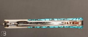  Couteau " 1515 collection Amérindienne  " par Manu Laplace - Nacre blanche et turquoise