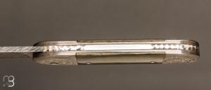  Couteau " Bouledogue " de Philippe Ricard - Ivoire de mammouth et damas mosaïque