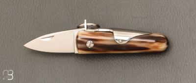  Couteau de poche Coup de Poing 7 cm Corne Blonde par J. Mongin
