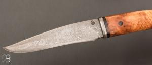  Couteau  "  Custom fixe  " par Jean Paul Sire - Lame forgée acier damas et olivier