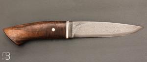  Couteau Droit noyer et Damas multi-barreaux par Jean Paul Sire