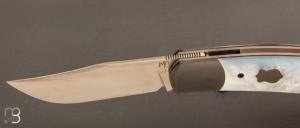   Couteau "Foxy" custom par Maxime Belzunce - Nacre blanche et RWL34