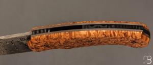 Couteau " Front flipper " par Fabrice Delbart - Forge Celtique - Bouleau de carélie et Damas W