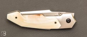 Couteau " Front-flipper " custom par Romain Lopez - Ivoire de phacochère et RWL34