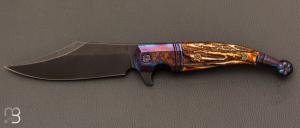 Couteau " Gitano Custom " pliant de Gudy van Poppel - Cerf Sambar et Bhler N690