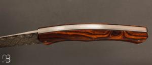    Couteau « Ibex » custom par Cyril Doche - Bois de fer et damas mosaïque
