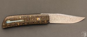   Couteau " Imvubu " par Des Horn - Fatcarbon "Unigold" et lame en damasteel